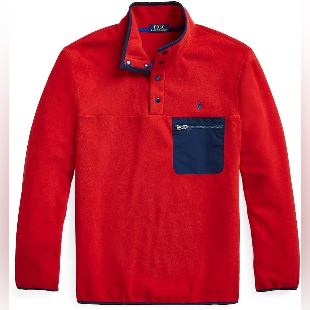 Polo Ralph Lauren Men's Mock Neck Red Fleece
Pullover Jacket Size M $148 MSRP